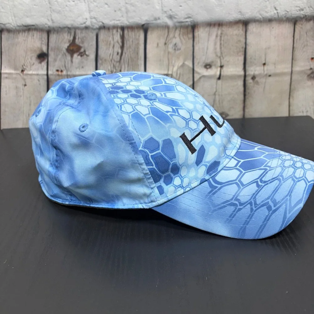 Huk Performance Fishing Hat Kryptek Pontus Blue Camo Stretch Fit Cap Mens M-L